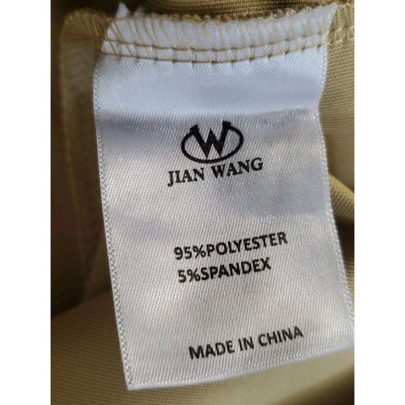 Jian Wang 2XL Men's 2 Pc Retro Zip Up Pockets Beige Striped Trim Track Suit - Picture 14 of 15